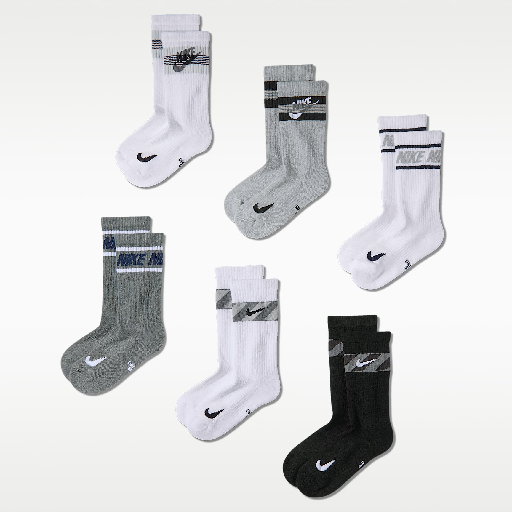 Nike Everyday Kids' Cushioned Crew Socks (6 Pairs)