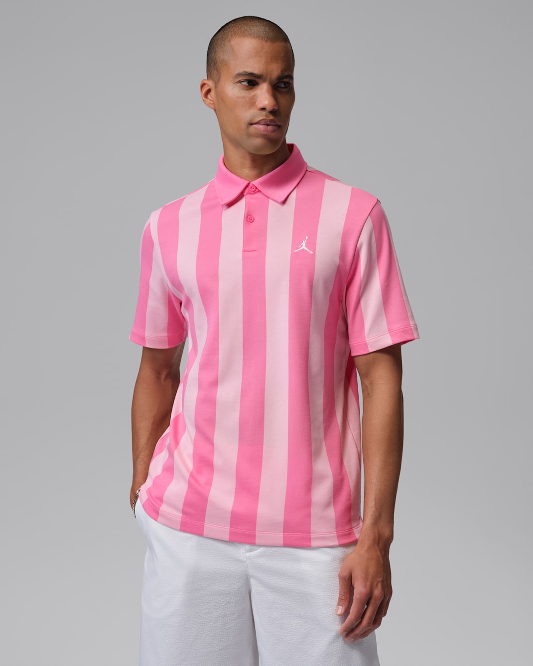 Jordan Sport Men's Dri-FIT Printed Golf Polo - Pink Glow/White