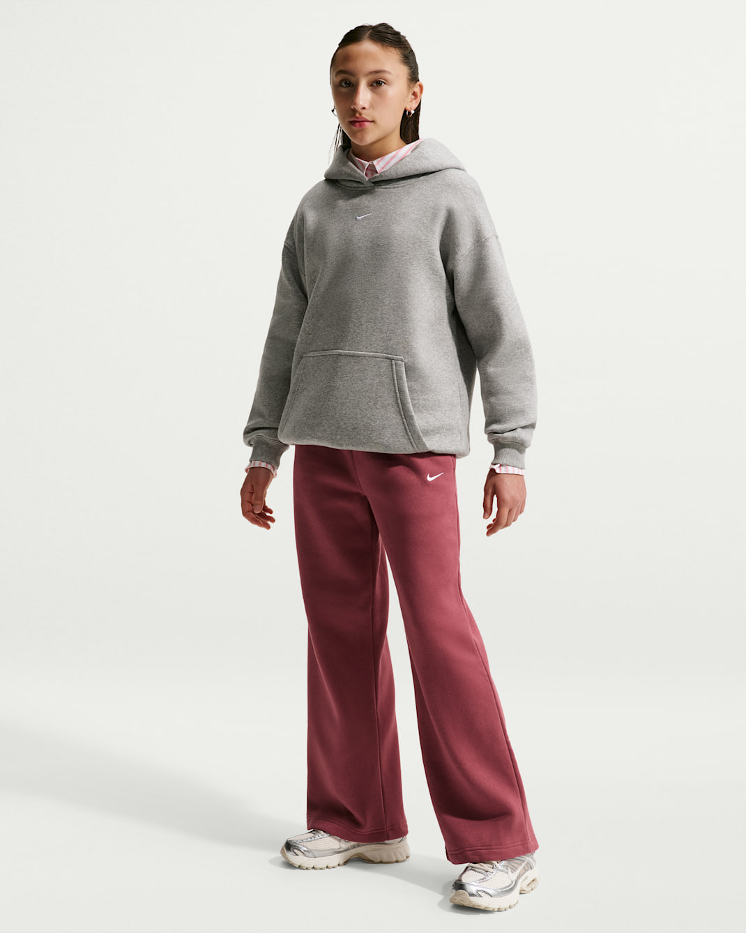 Nike Sportswear Studio Fleece Girls' Open-Hem Trousers - Pink Smoke/White