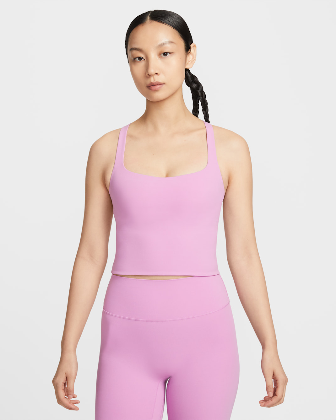 Nike Zenvy Women's Light-Support Sports Bra Tank - Light Magenta/White