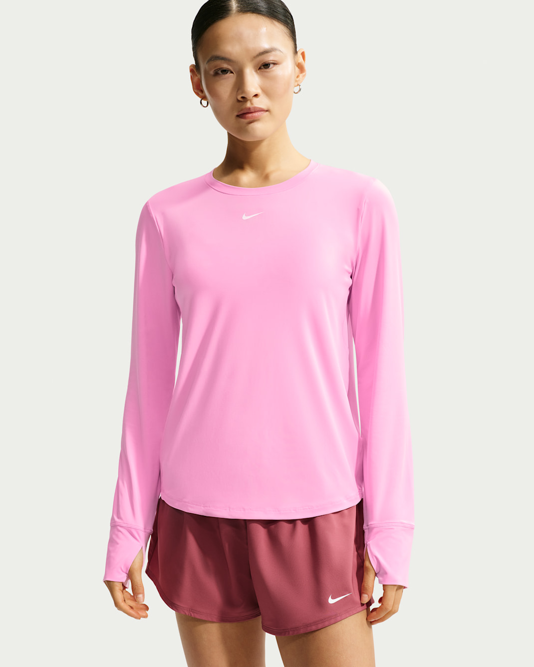 Nike One Classic Women's Dri-FIT Long-Sleeve Top - Pink Rise/White