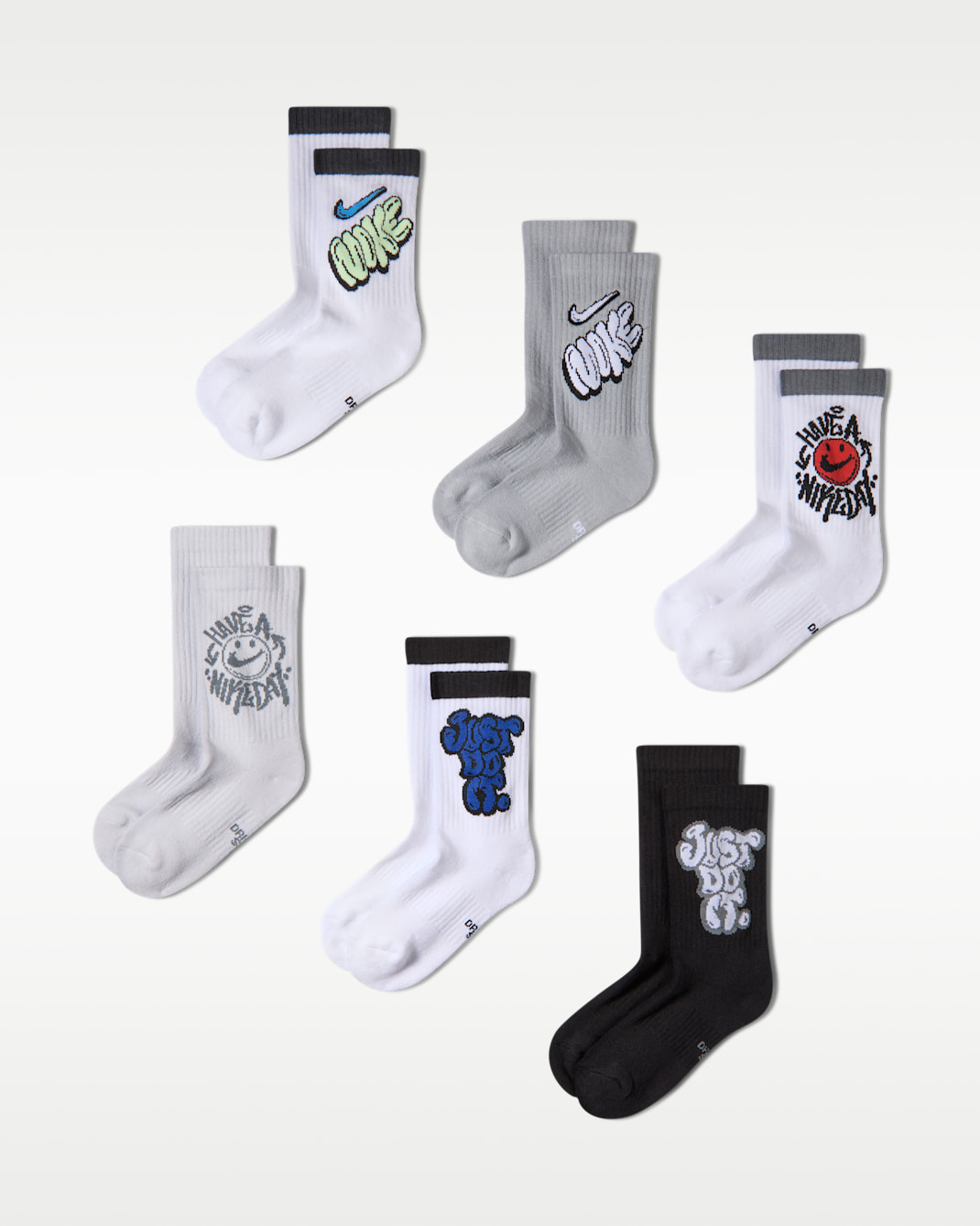 Nike Everyday Cushioned Older Kids' Crew Socks (6 Pairs) - Multi-Colour