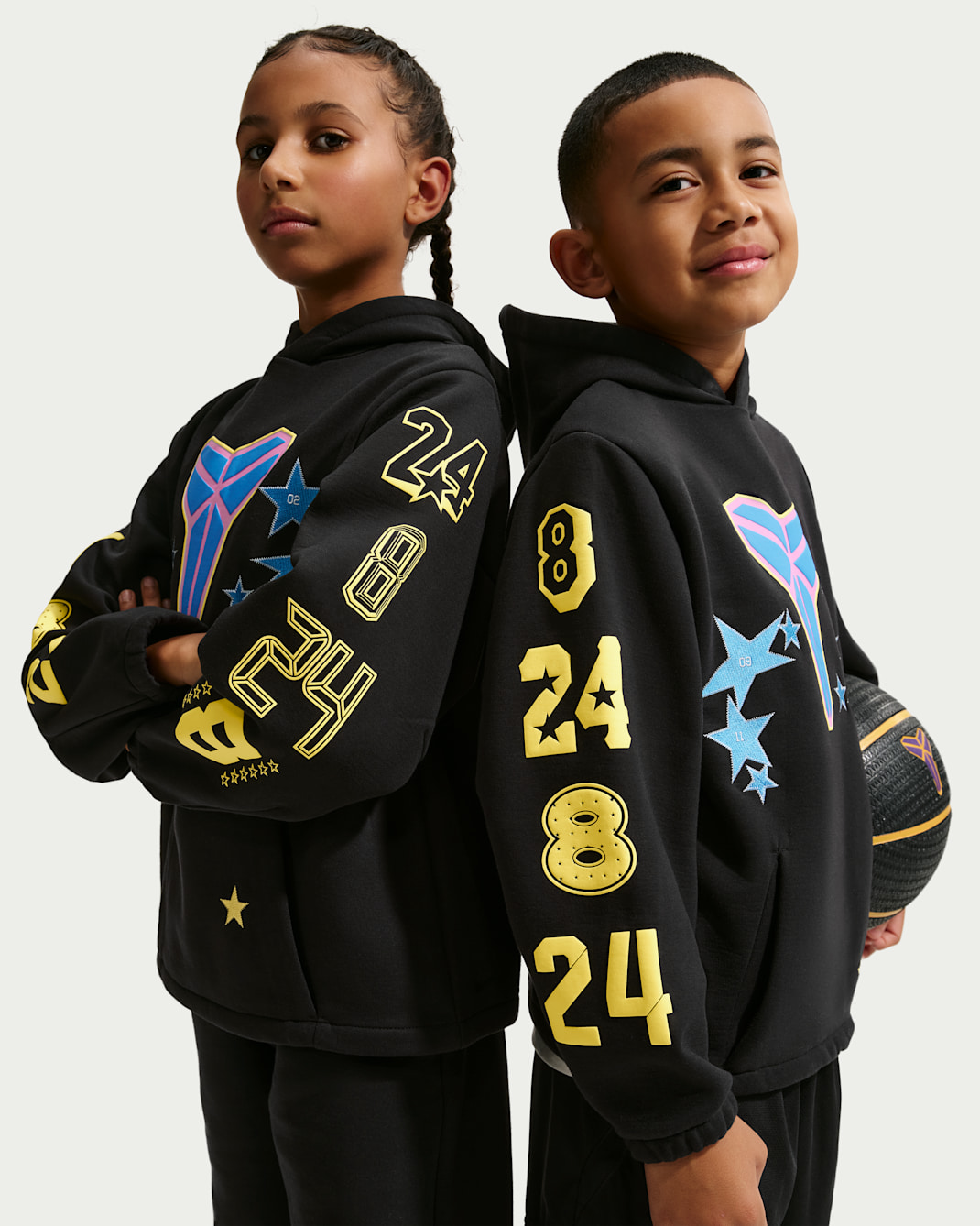 Kobe All-Star Weekend Older Kids' Fleece Basketball Hoodie - Black/Sonic Yellow/Light Photo Blue