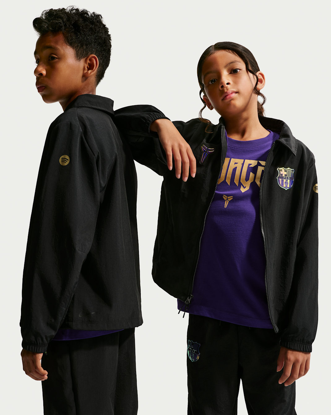 F.C. Barcelona Away Older Kids' Kobe Football Woven Jacket - Black/Field Purple/Black