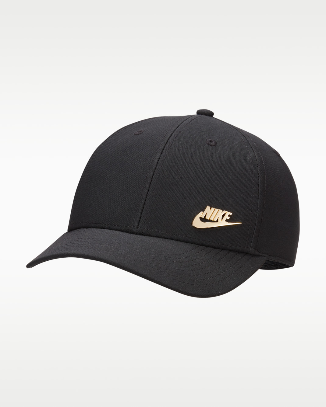 Nike Dri-FIT Club Structured Metal Logo Cap - Black/Metallic Gold