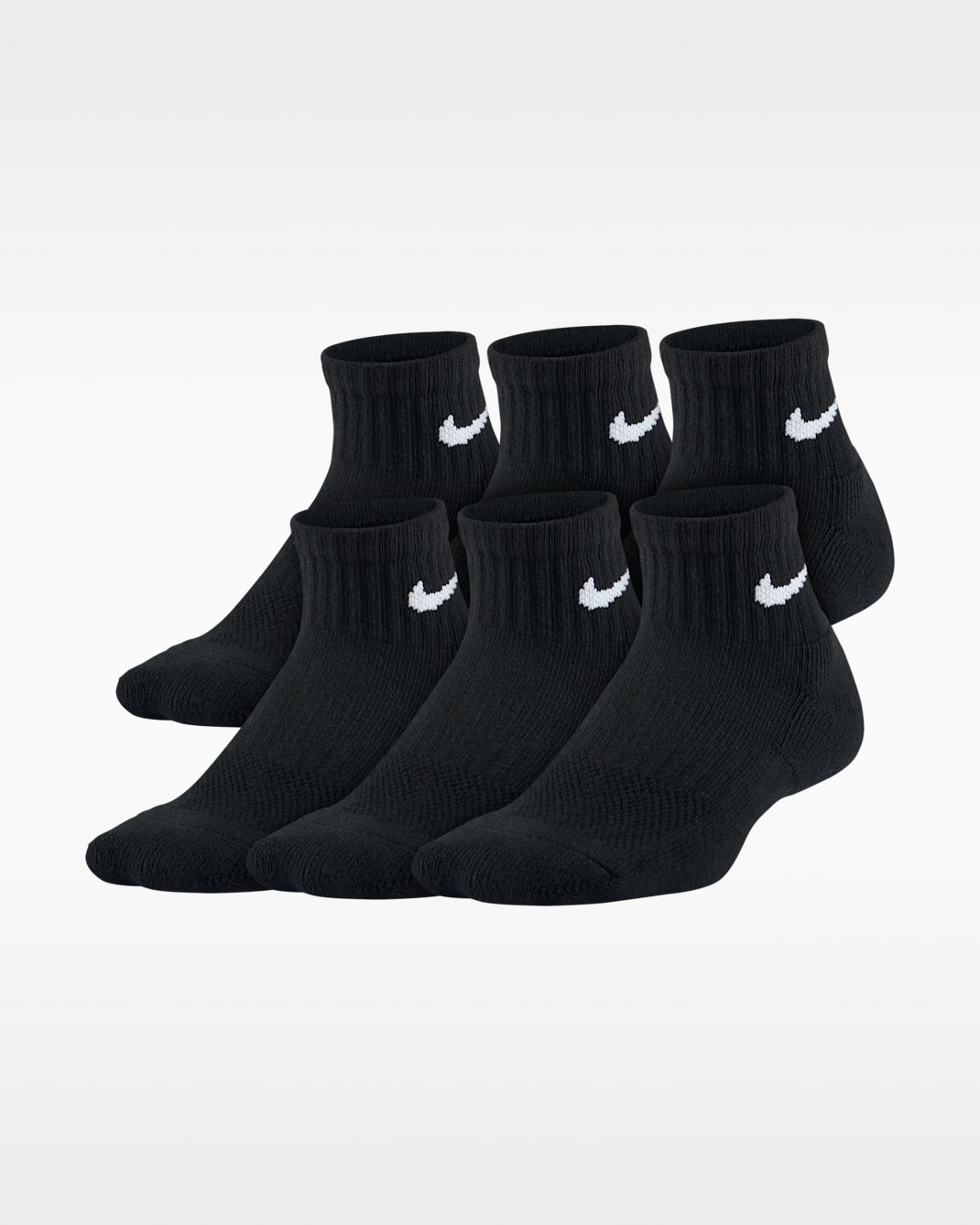 Nike Everyday Kids' Cushioned Ankle Socks (6 Pairs) - Black/White