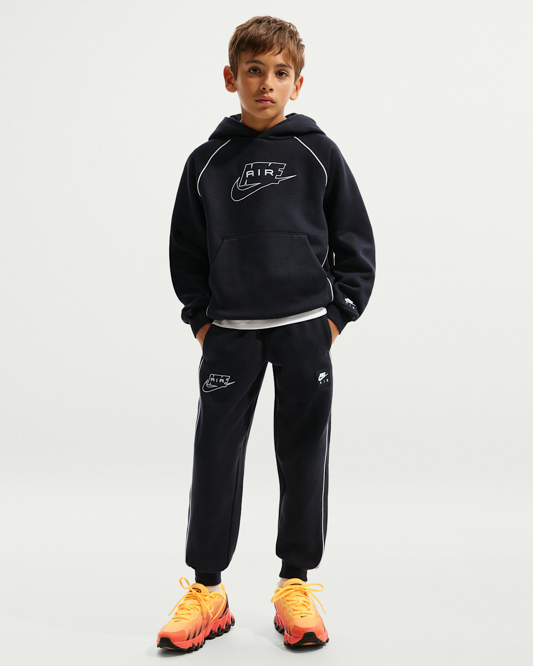 Nike Air Older Kids' Fleece Joggers - Black/White/White