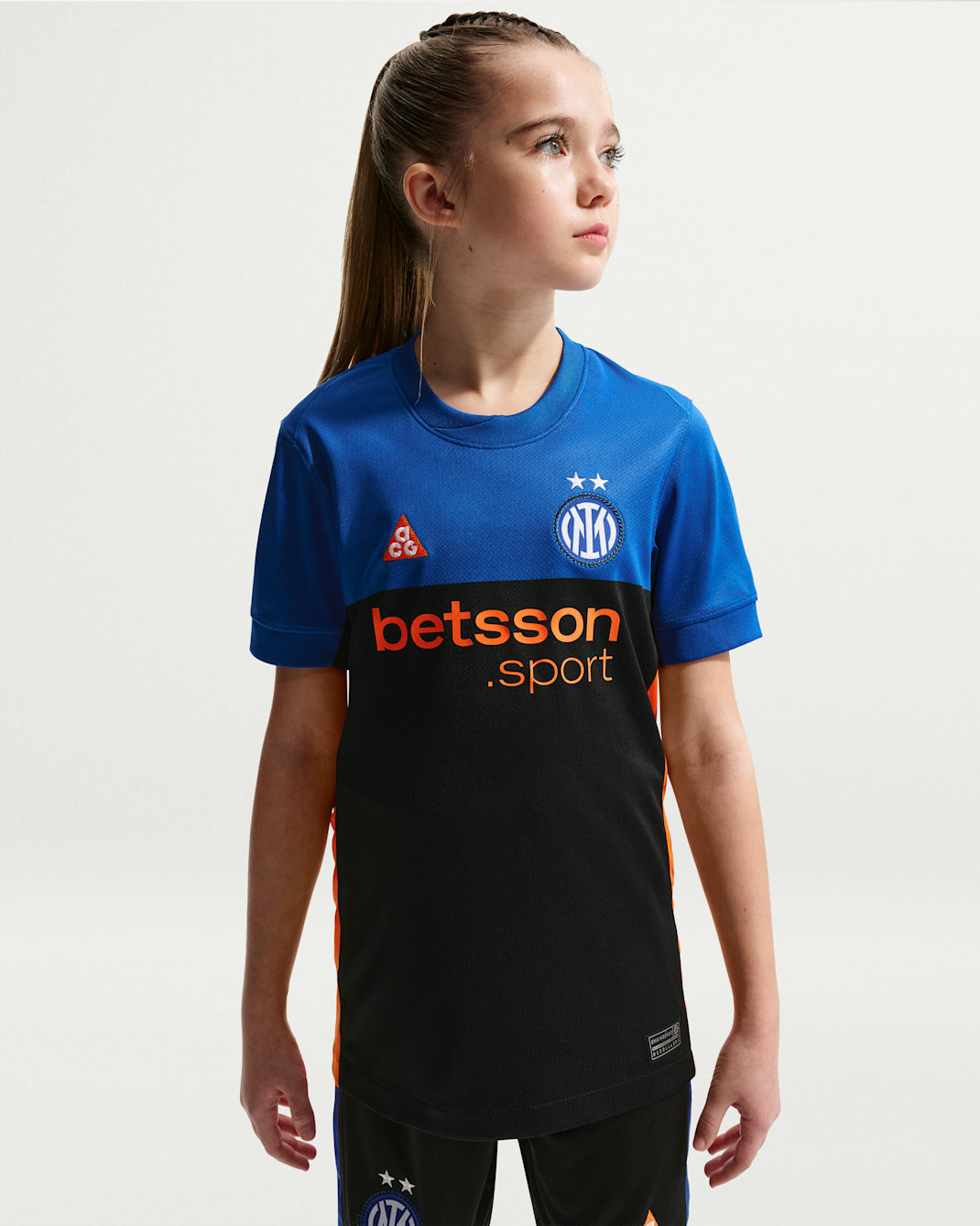 Inter Milan 2026 Stadium SE Older Kids' Nike ACG Dri-FIT Football Replica Shirt - Hyper Blue/Black/Safety Orange