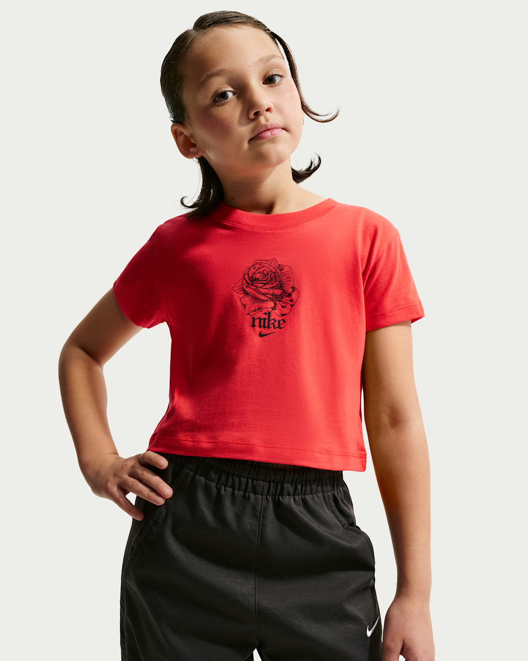 Nike Sportswear Older Kids' (Girls') Cropped T-Shirt - Light Crimson