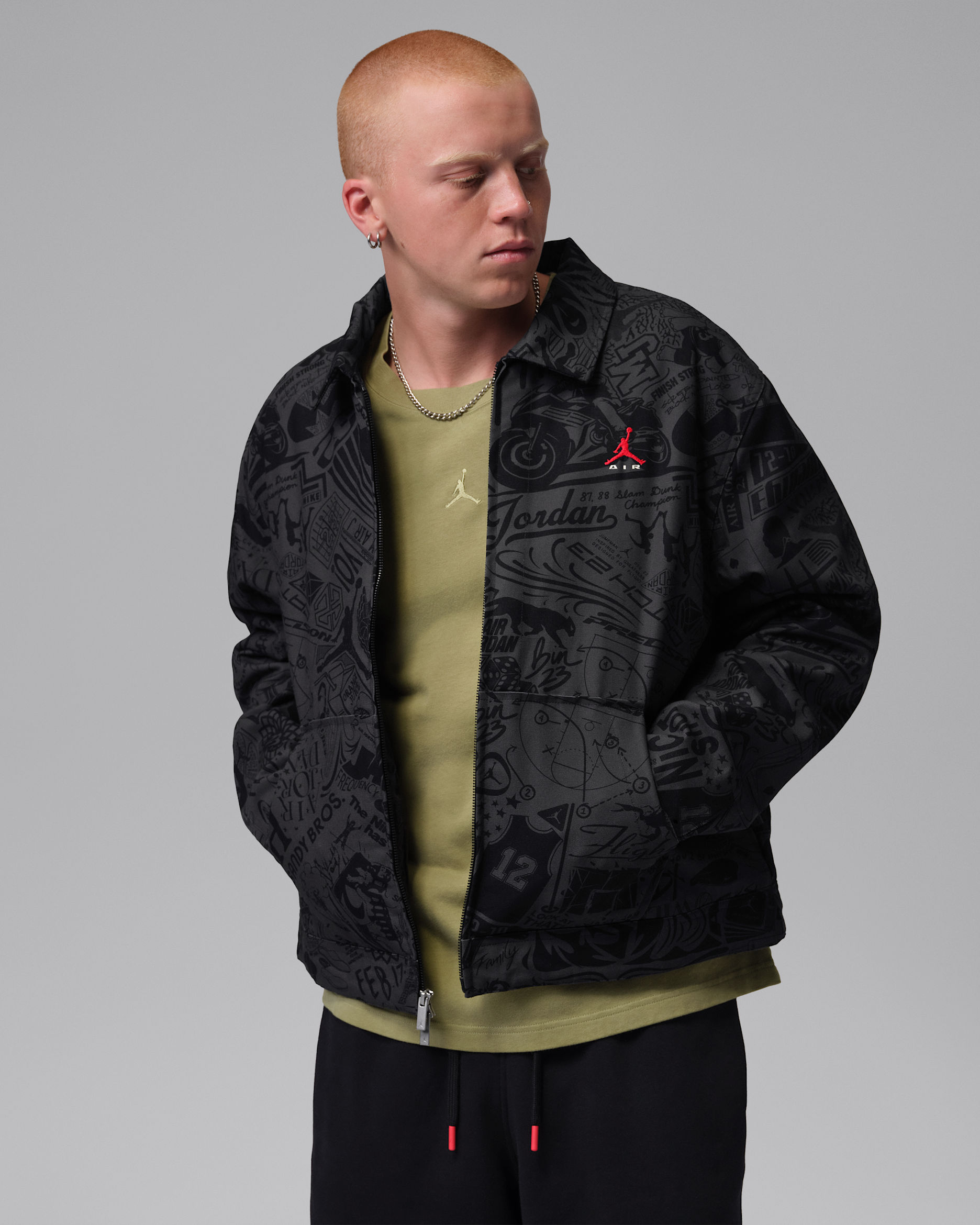 Jordan Brooklyn Men's Chore Jacket - Black/University Red