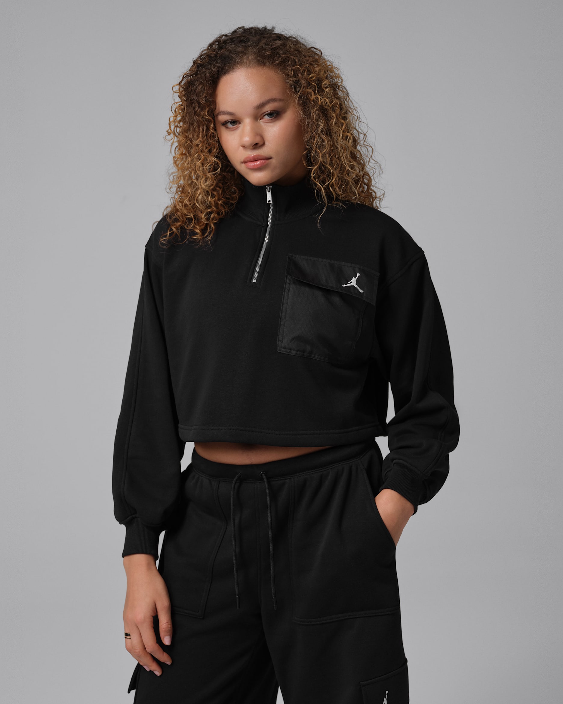 Jordan Brooklyn Fleece Women's 1/4-Zip Hike Mike Top - Black/White