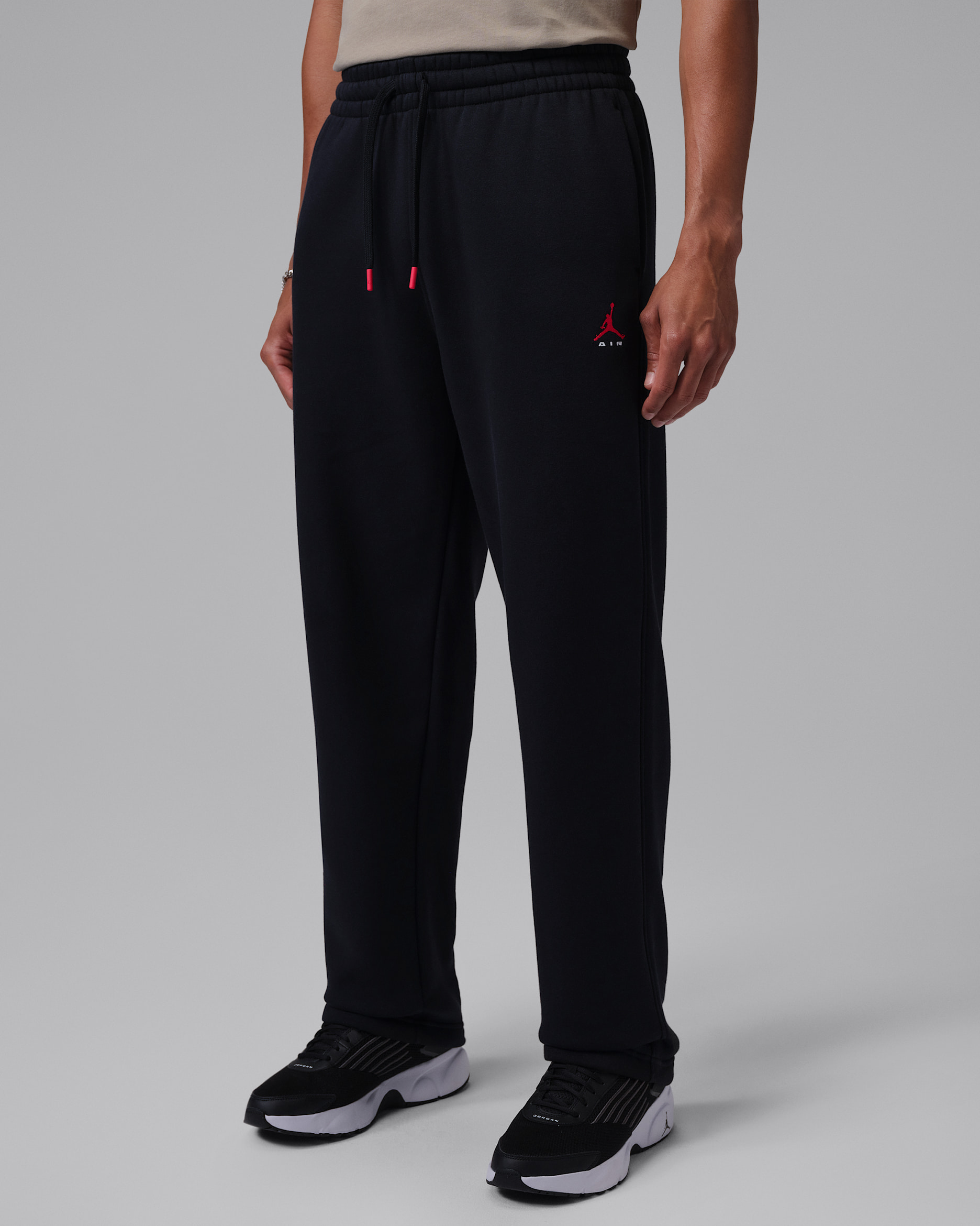 Jordan Brooklyn Men's Statement Fleece Open-Hem Trousers - Black/University Red