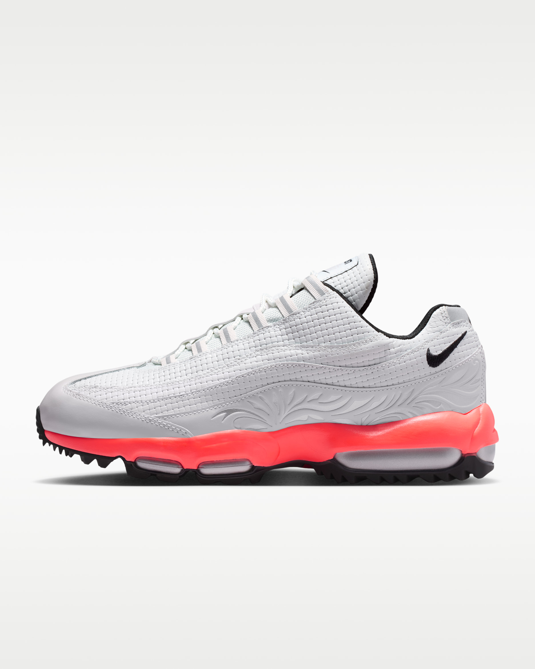 Nike Air Max '95 G Golf Shoes - Off-White/Hot Lava/Metallic Silver/Black