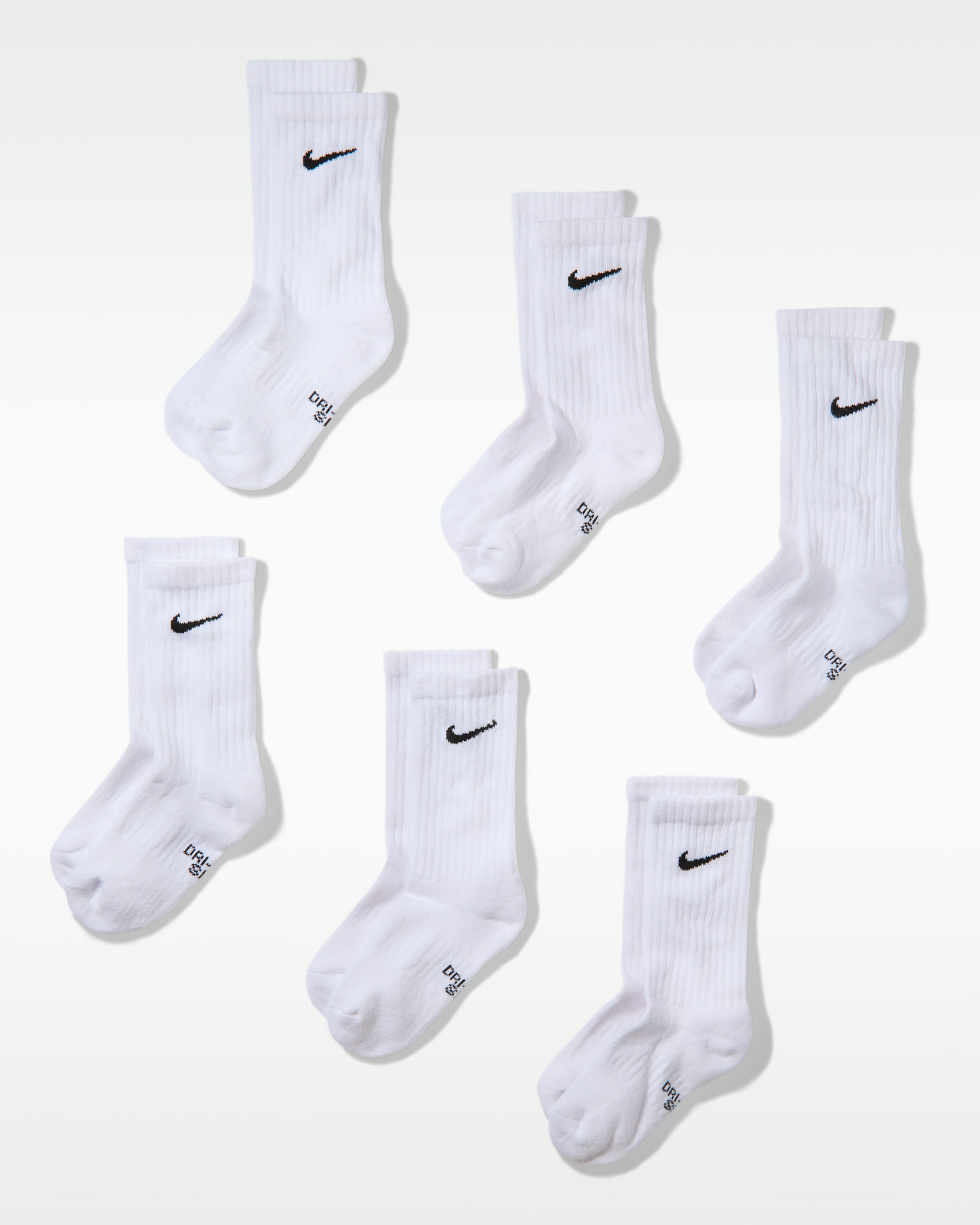 Nike Performance Cushioned Crew Kids' Training Socks (6 Pair) - White/Black