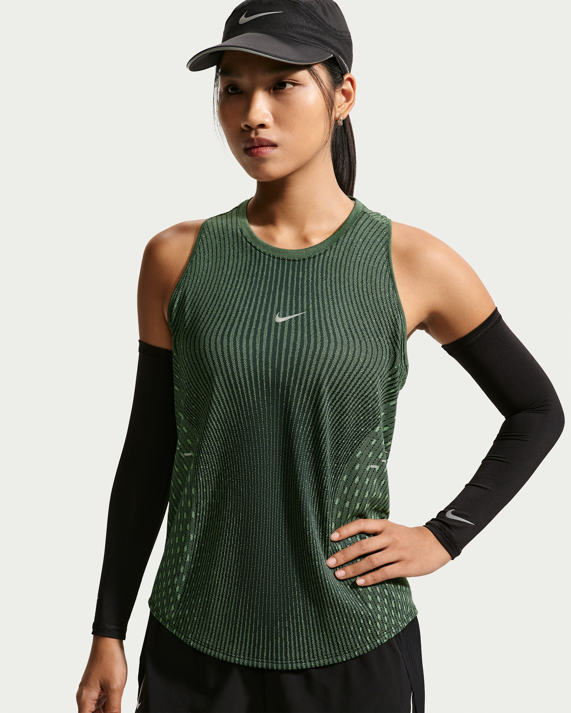 Nike Swift Aero-FIT Women's Running Tank Top - Black/Light Green Spark