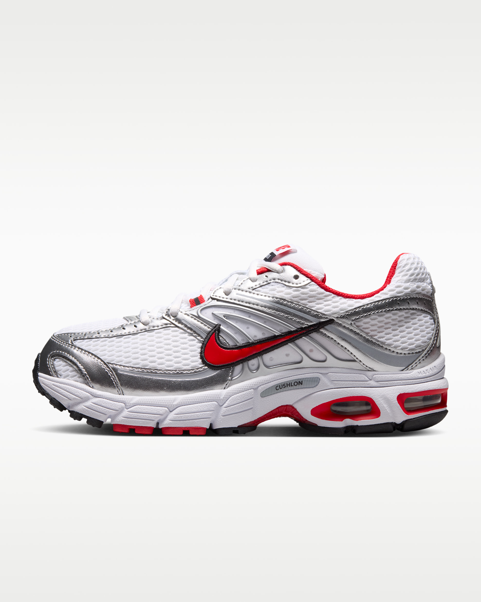 Nike Air Max Moto 2K Women's Shoes with Reflective Design Accents - White/Metallic Silver/Black/University Red