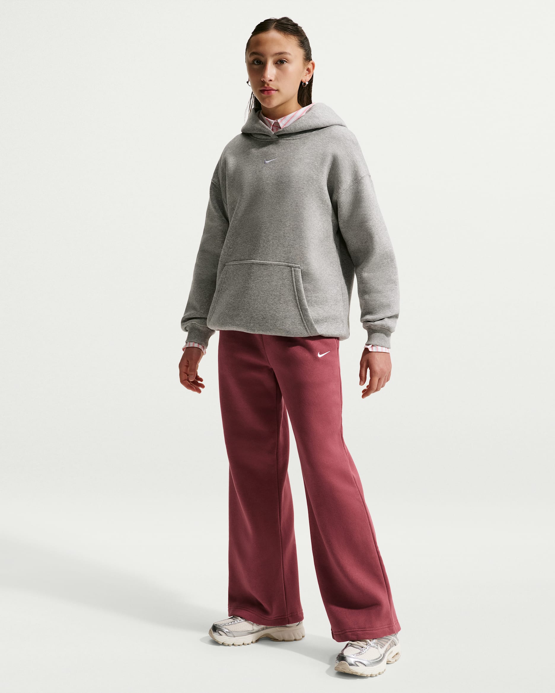 Nike Sportswear Studio Fleece Girls' Open-Hem Trousers - Pink Smoke/White