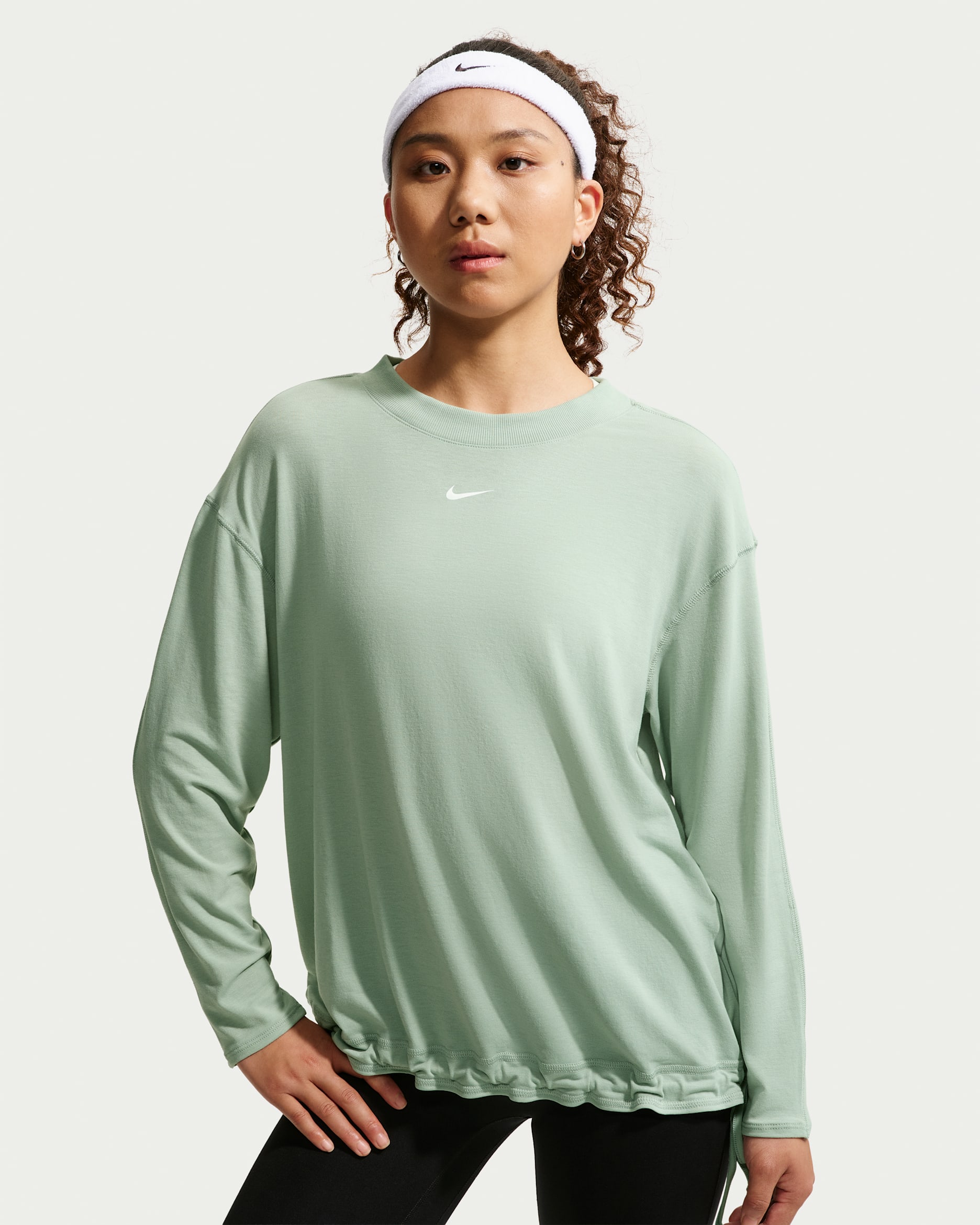 Nike One Relaxed Women's Dri-FIT Long-Sleeve Top - Steam/White