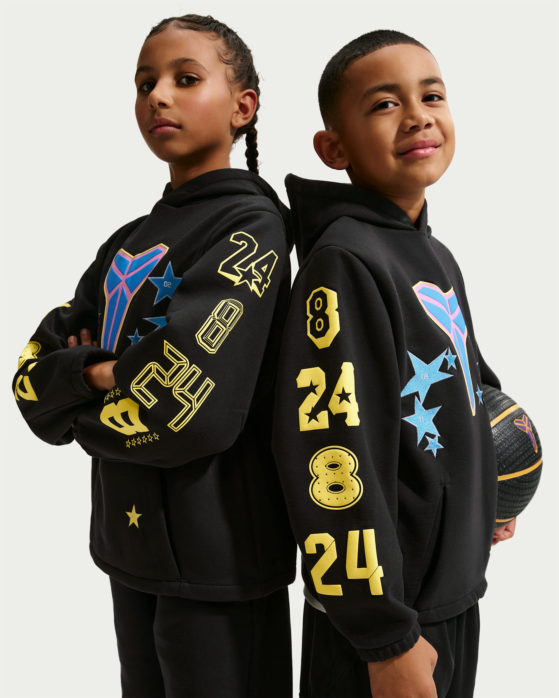 Kobe All-Star Weekend Older Kids' Fleece Basketball Hoodie - Black/Sonic Yellow/Light Photo Blue