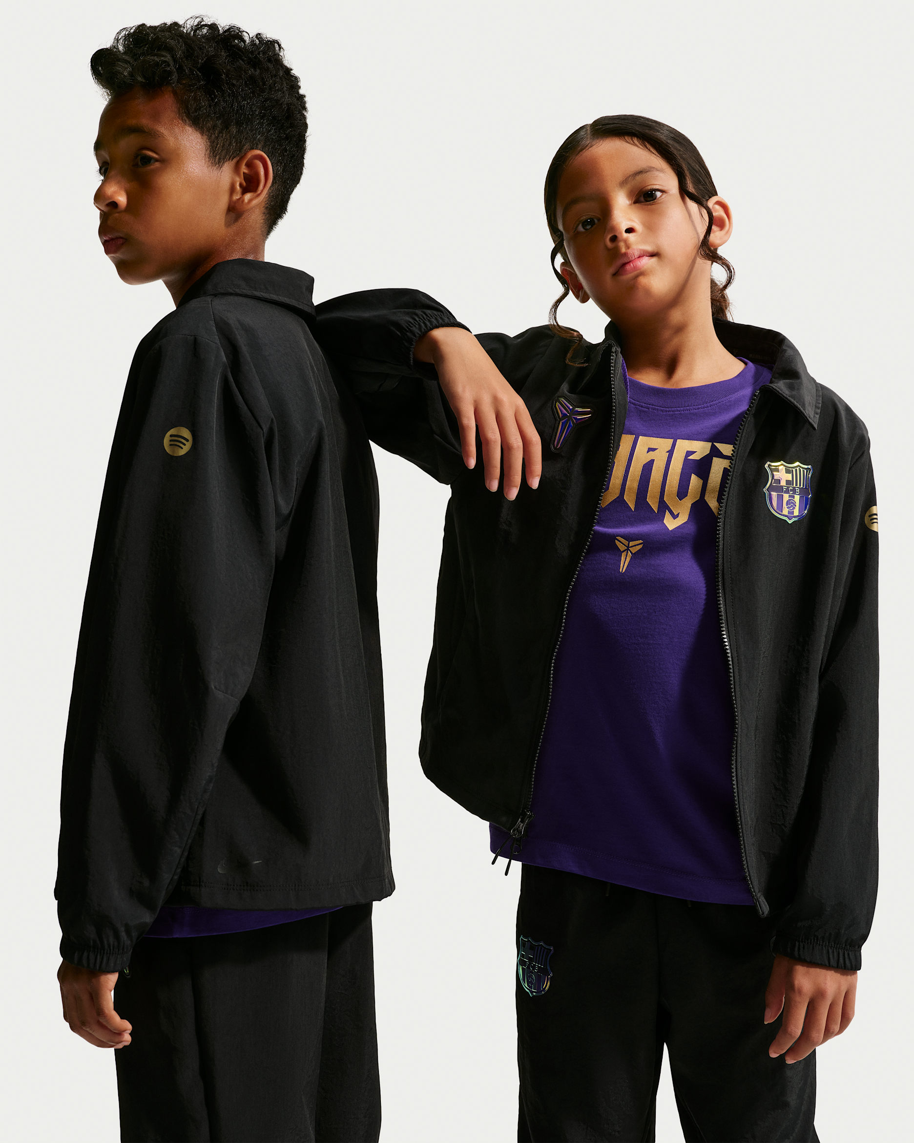 F.C. Barcelona Away Older Kids' Kobe Football Woven Jacket - Black/Field Purple/Black