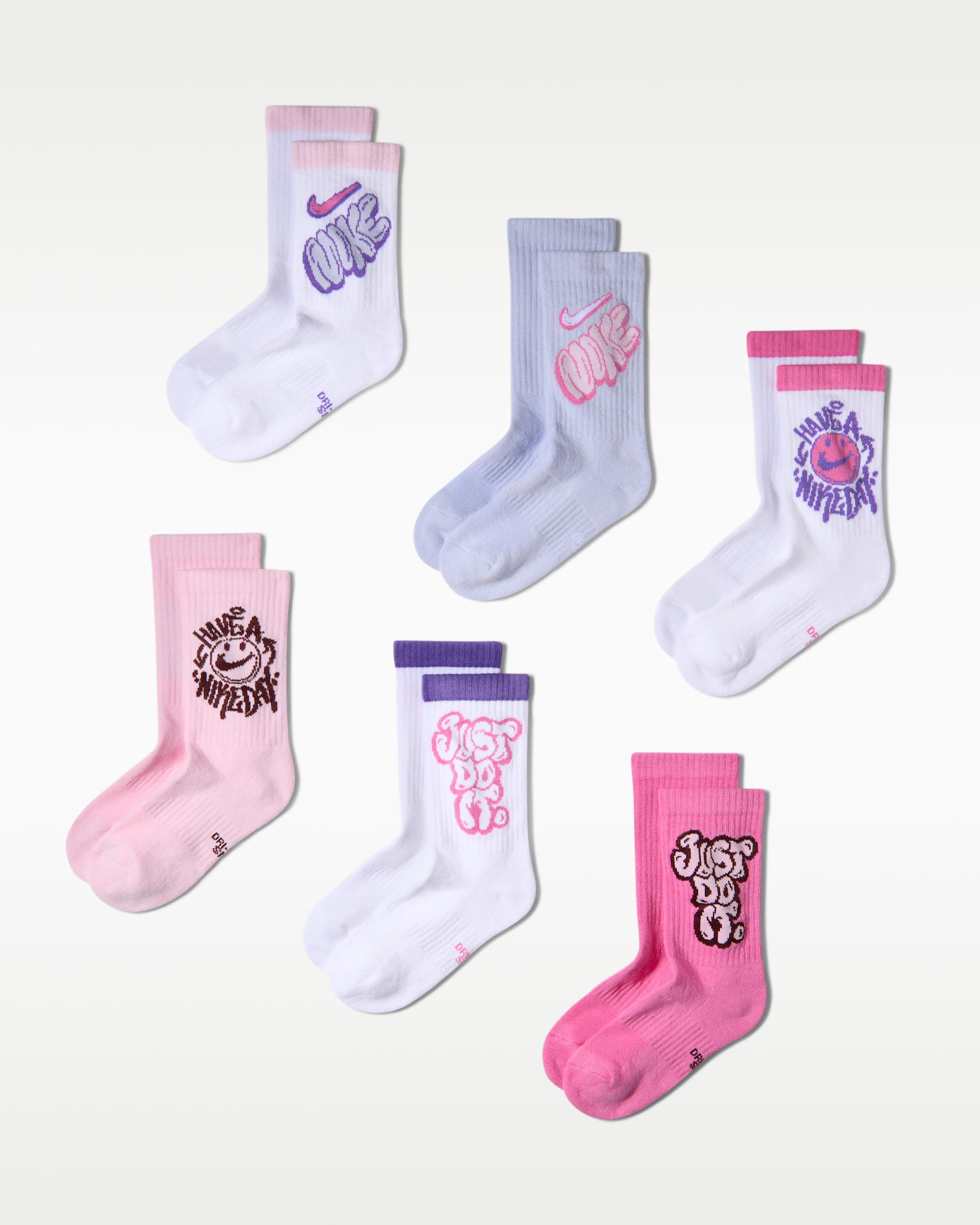 Nike Everyday Cushioned Older Kids' Crew Socks (6 Pairs) - Multi-Colour