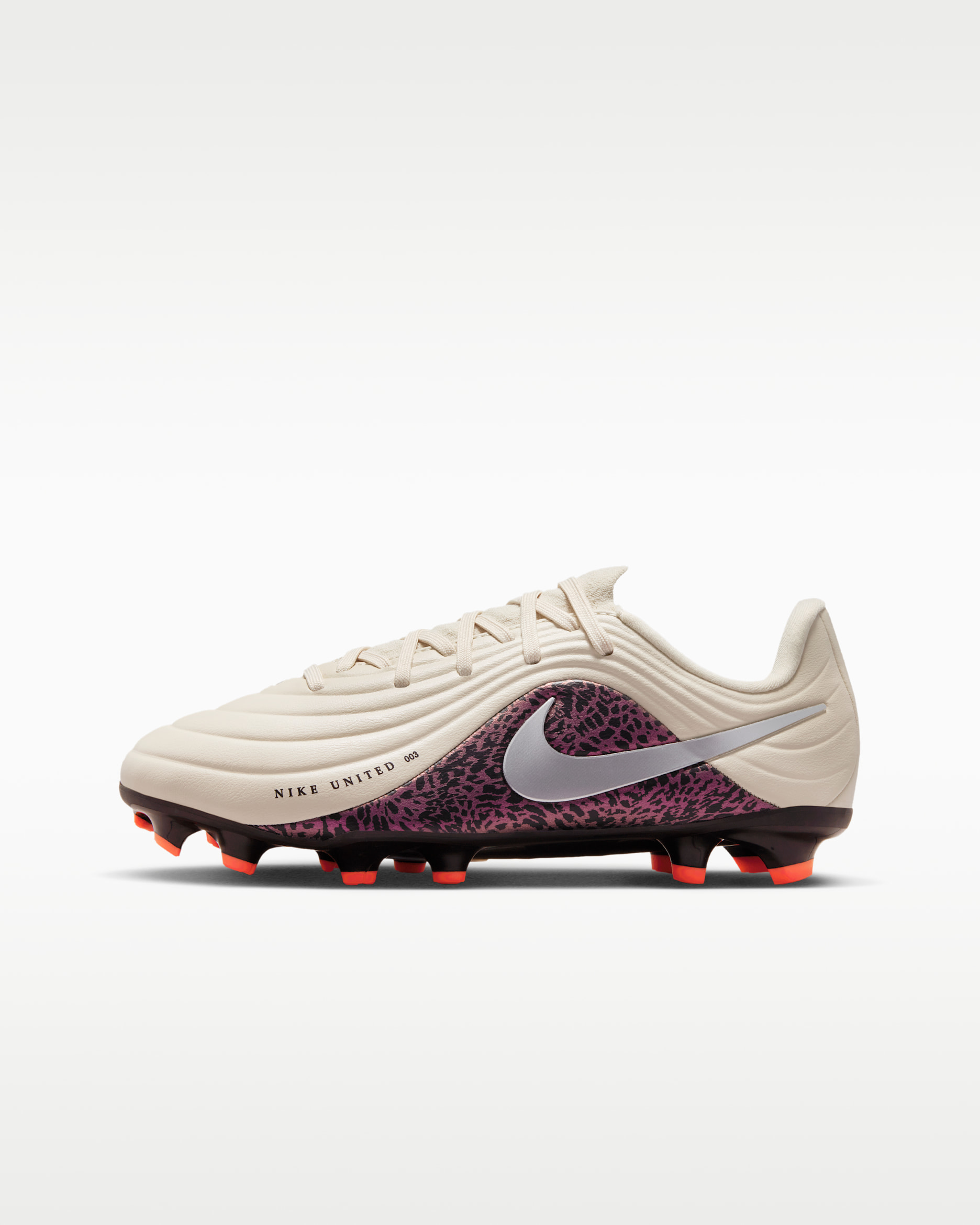 Nike United Jr. Tiempo Maestro Academy Older Kids' Multi-Ground Low-Top Football Boots - Fossil/Burgundy Crush/Metallic Silver