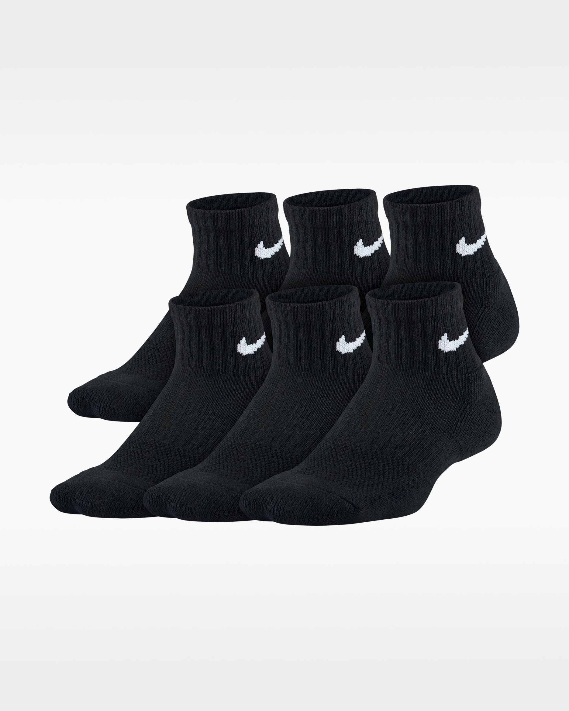 Nike Everyday Kids' Cushioned Ankle Socks (6 Pairs) - Black/White