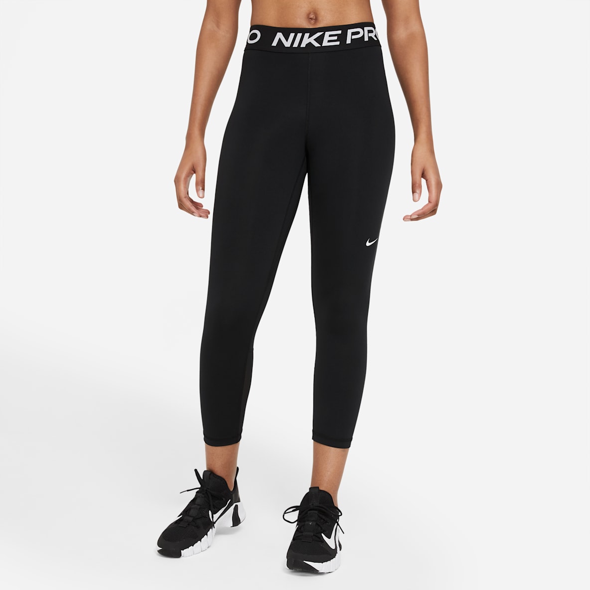 Nike Pro Women's Mid-Rise Crop Mesh-Panel Leggings
