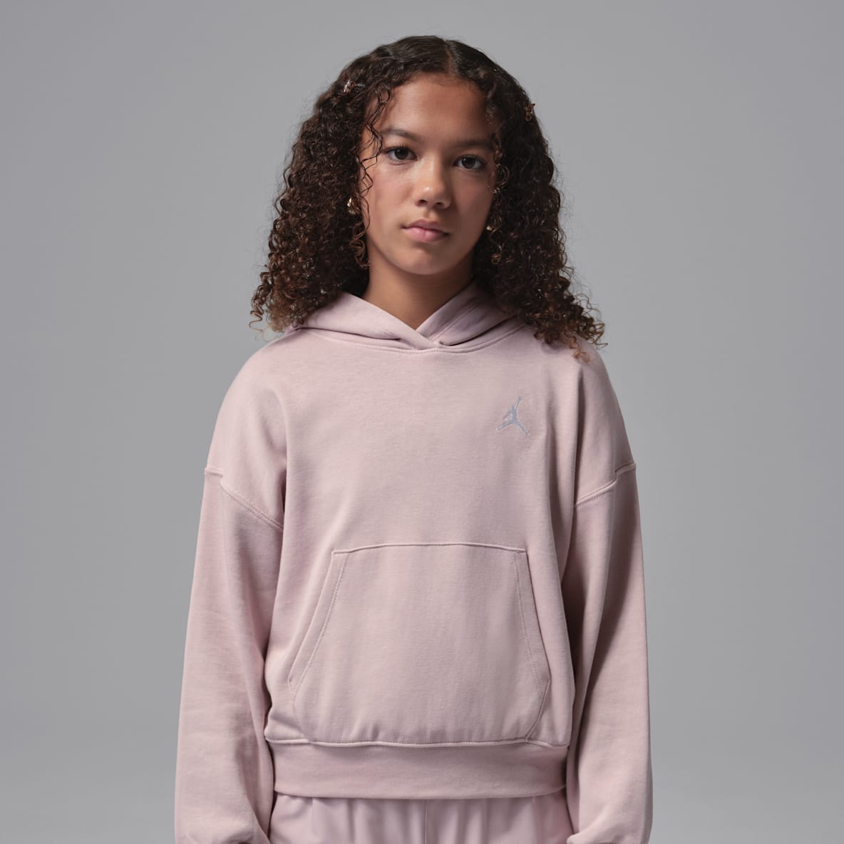 Jordan Brooklyn French Terry Sudadera con gorro sin cierre para niños talla grande