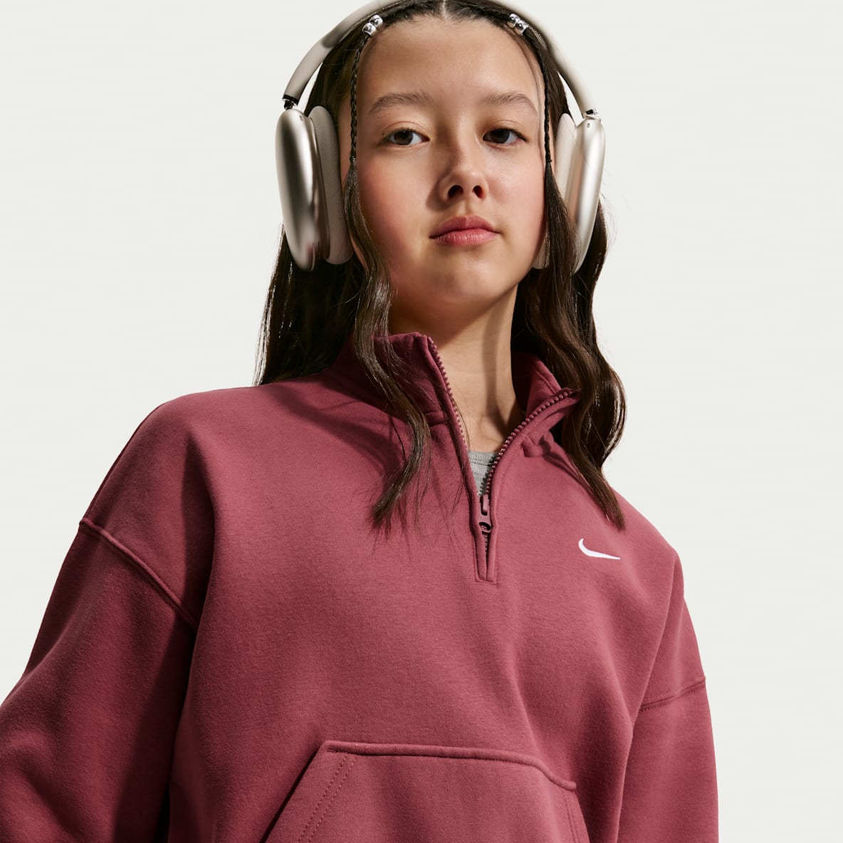 Nike Sportswear Studio Fleece Older Kids' (Girls') Oversized 1/4-Zip Top
