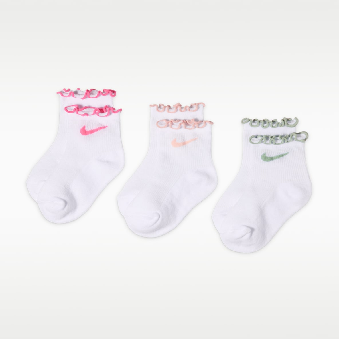 Nike Calcetines para bebé con ribete ondulado (3 pares)