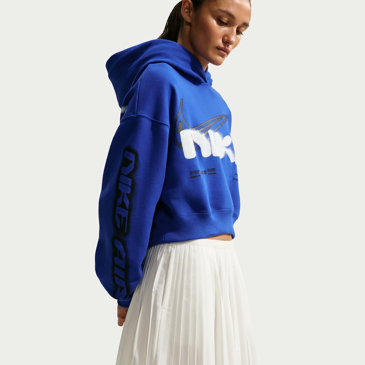 Nike Studio Fleece Medium Weight Women's Cropped Oversized Pullover Hoodie