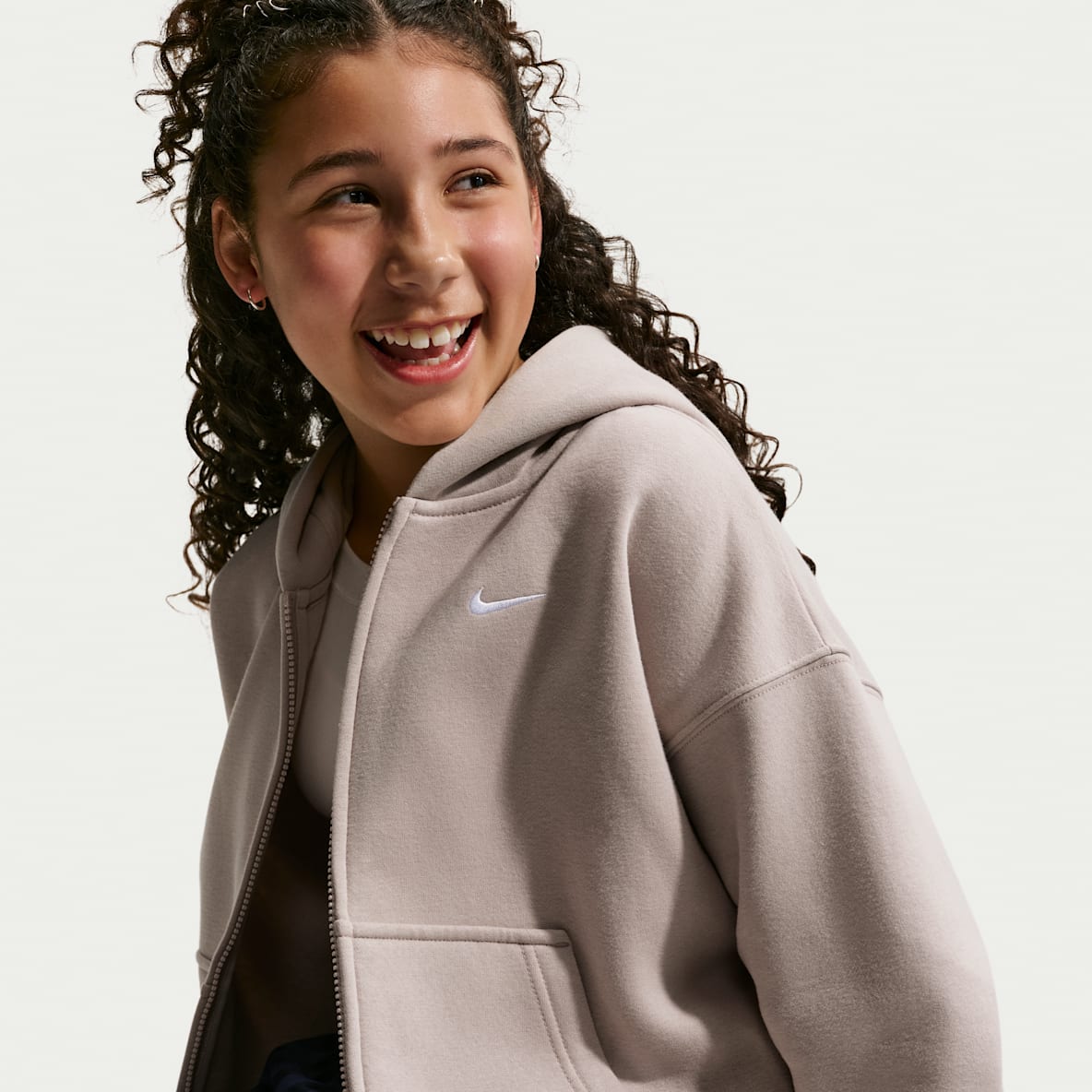 Nike Sportswear Studio Fleece Big Kids' (Girls') Oversized Full-Zip Hoodie
